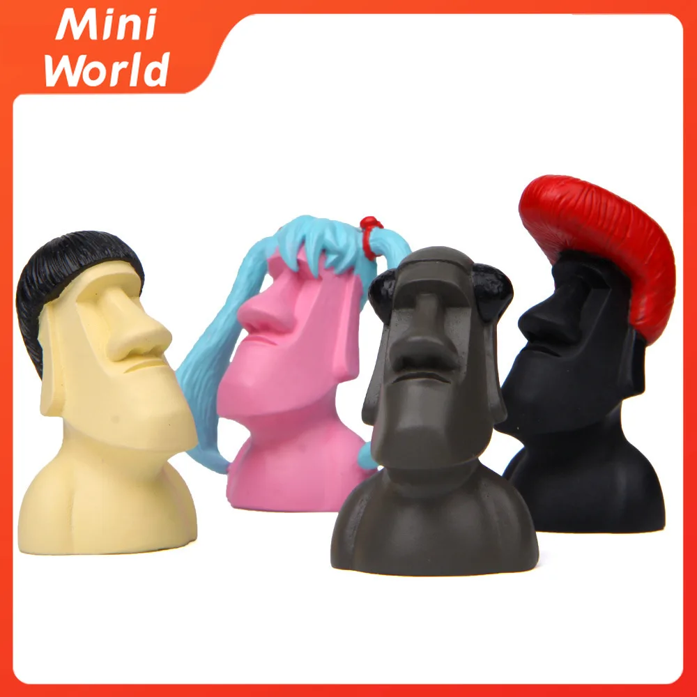 

1Pcs Easter Island Moai Figurines for Interior Miniature Interesting Figurine Funny Resin Miniatures Decoration Decorative Craft