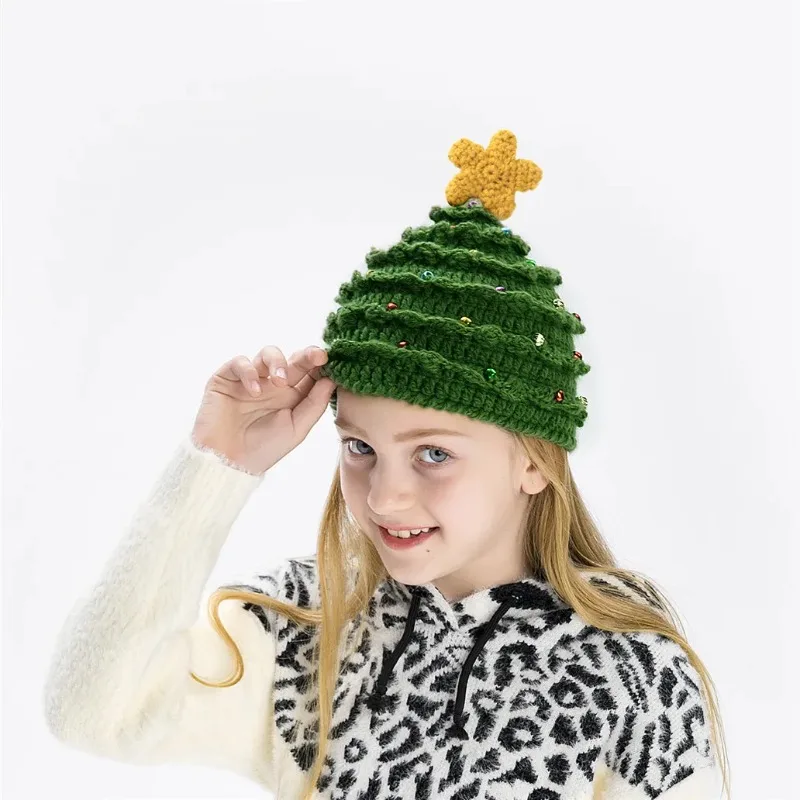 

Colored Gemstones Handmade Fashion Winter Baby Hat Soft Knit Warm Unique Stylish Windproof Men Women Kids Christmas Gift Green