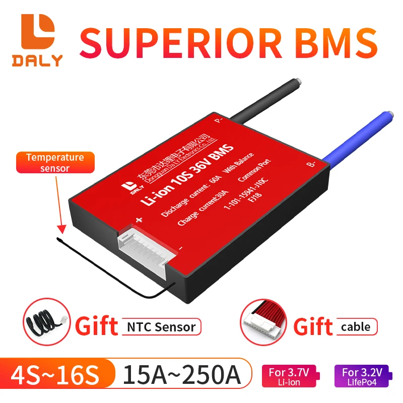 Литий-ионный 36 13 10 7S V BMS 15A - 250A 60A 80A 100A 150A 200A 18650 скутер с температурным знаком