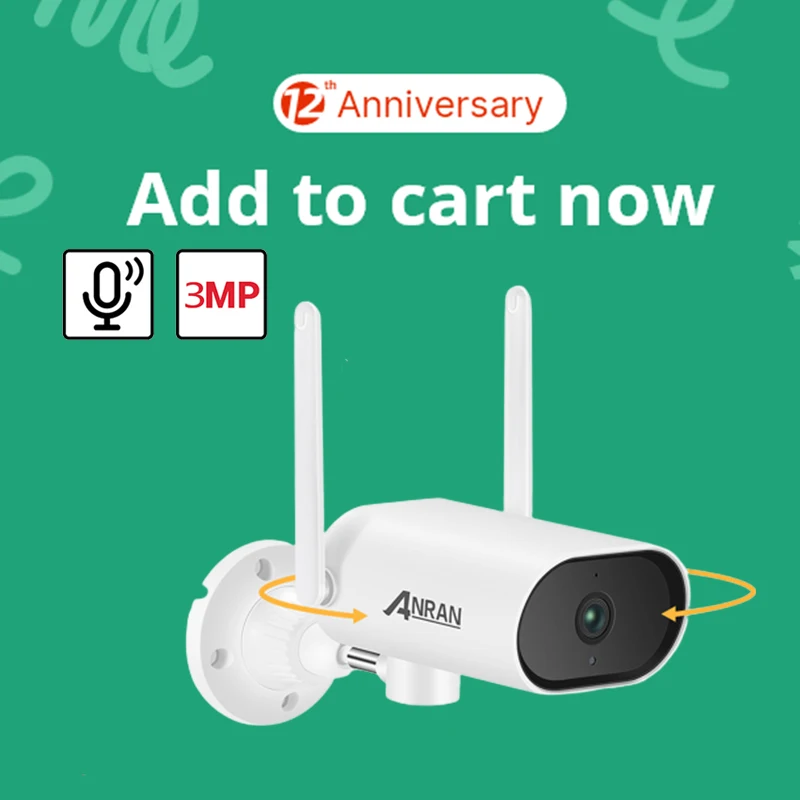 

IP-камера ANRAN, 3 Мп, PTZ, Wi-Fi, поворот на 200 °