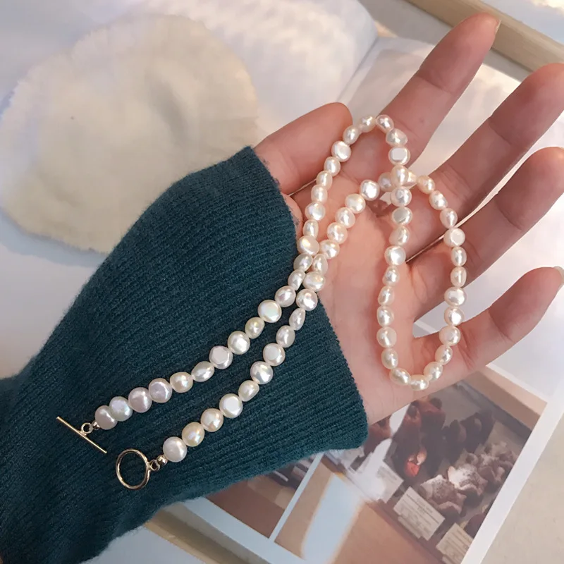 

Elegant Natural Shell Pearl Necklace For Women Vintage Fashion Party Wedding Statement OT Buckle Necklace Collar Jewelry Girls