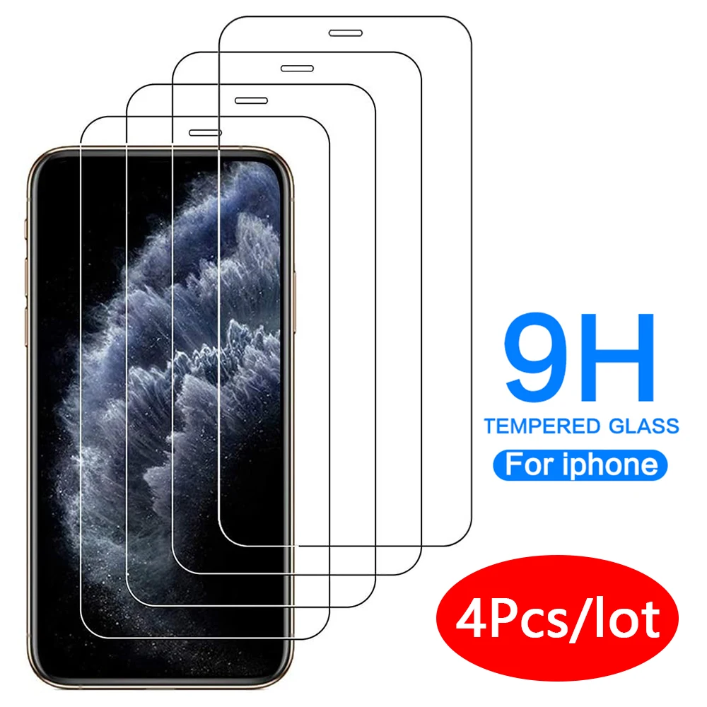 

4pcs For iphone 11 glass on for iphone 13 glass 12 pro max xr x xs max screen protector for iphone 8 7 plus 6s 6 se2020 11 glass