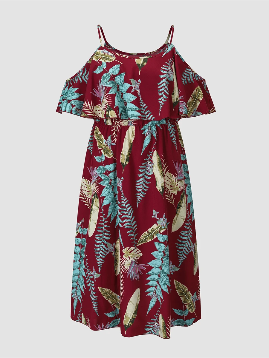 Finjani Plus Size Women Dress Spring and Autumn Sexy Sling Print Dresses Breathable Light Women's Evening Dresses