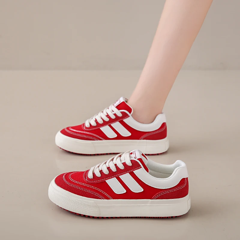 CRLAYDK 2024 Осенняя парусиновая женская обувь для скейтборда на шнуровке