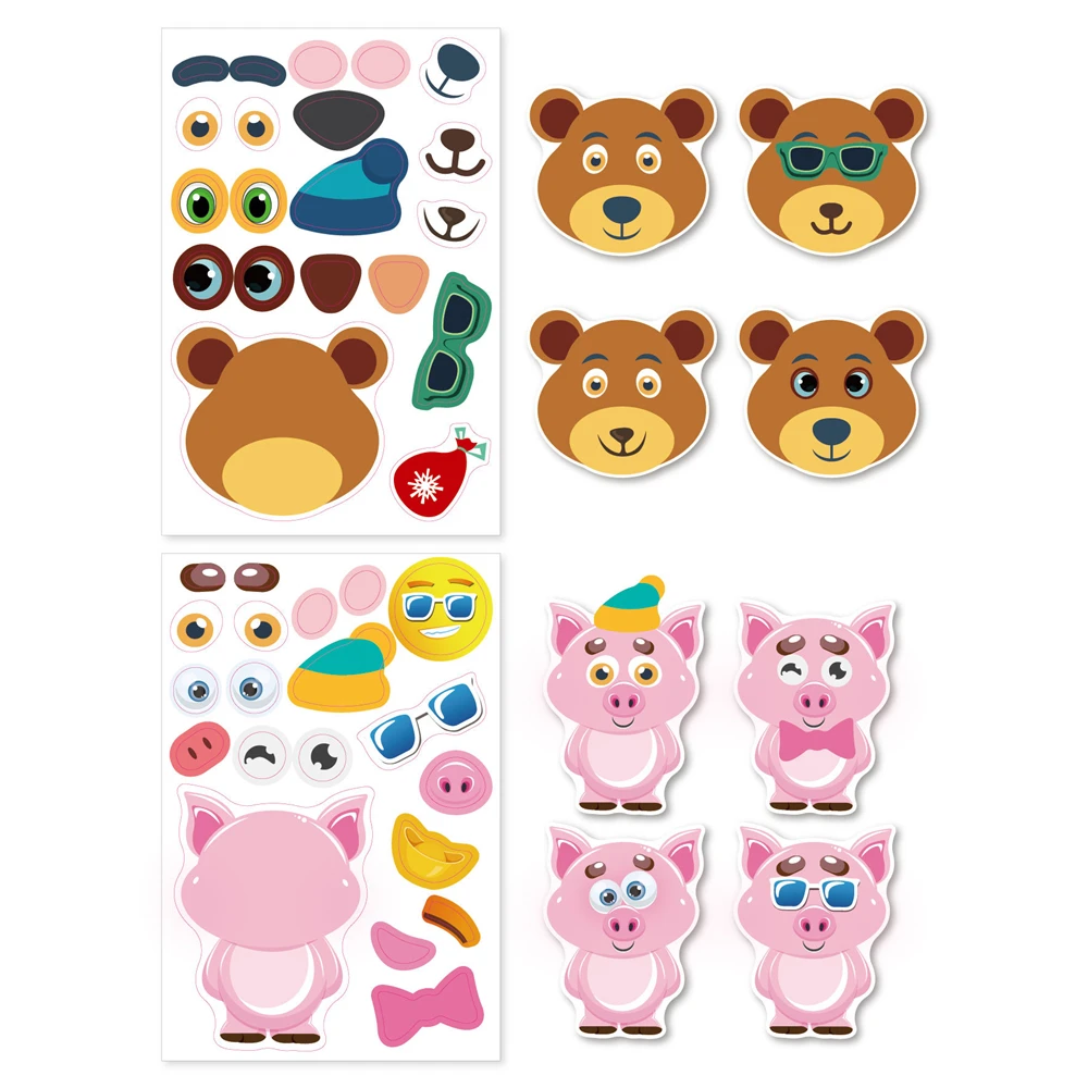 Детские наклейки-пазлы сделай сам игры Сделай своими руками сборные животные