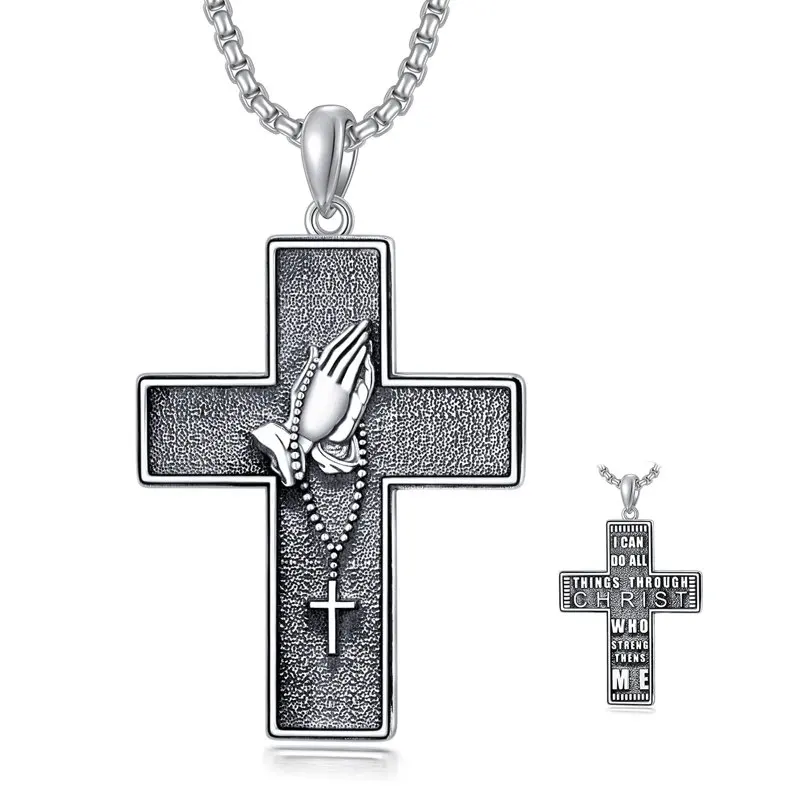 

Cross Necklace Sterling Silver Cross Pendant Necklace for Christians Mens Boys
