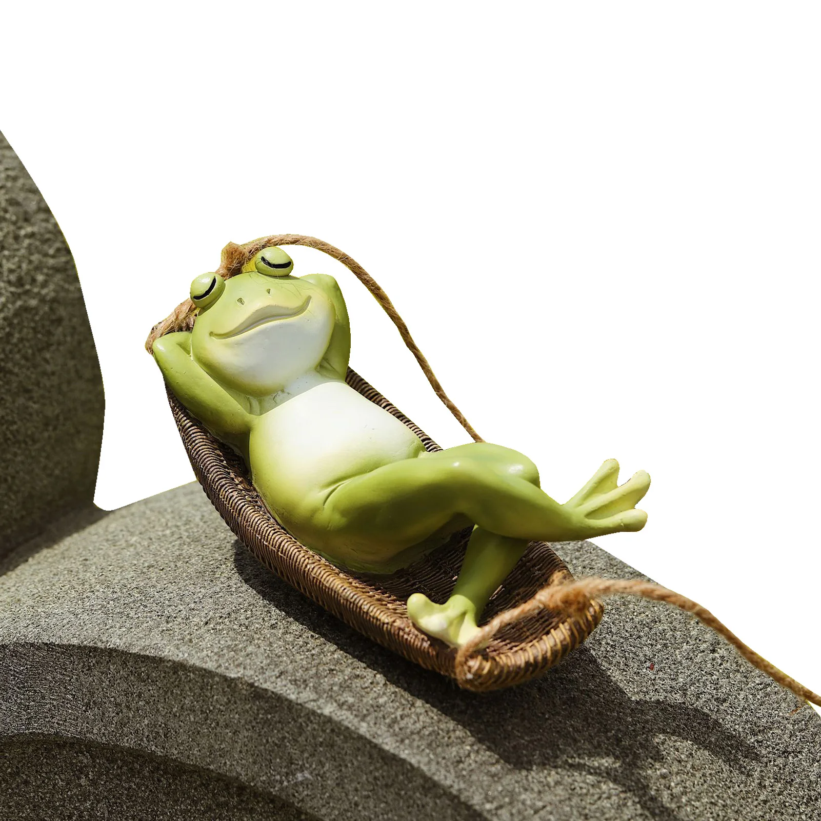 

Садовая статуя лягушки, подвесная Спящая Лягушка на качели, скульптуры, подвесная статуя животного для патио, лужайки, для помещений и улицы