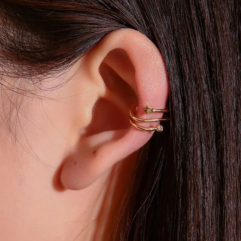 

1Pc Fashion Women Crystal Star Ear Clip No Piercing Clip Earring Jewelry Gift