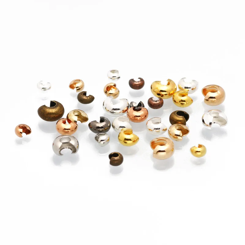 Оптовая продажа медные Круглые Обжимные концевые бусины 100 шт./лот 3-5 мм