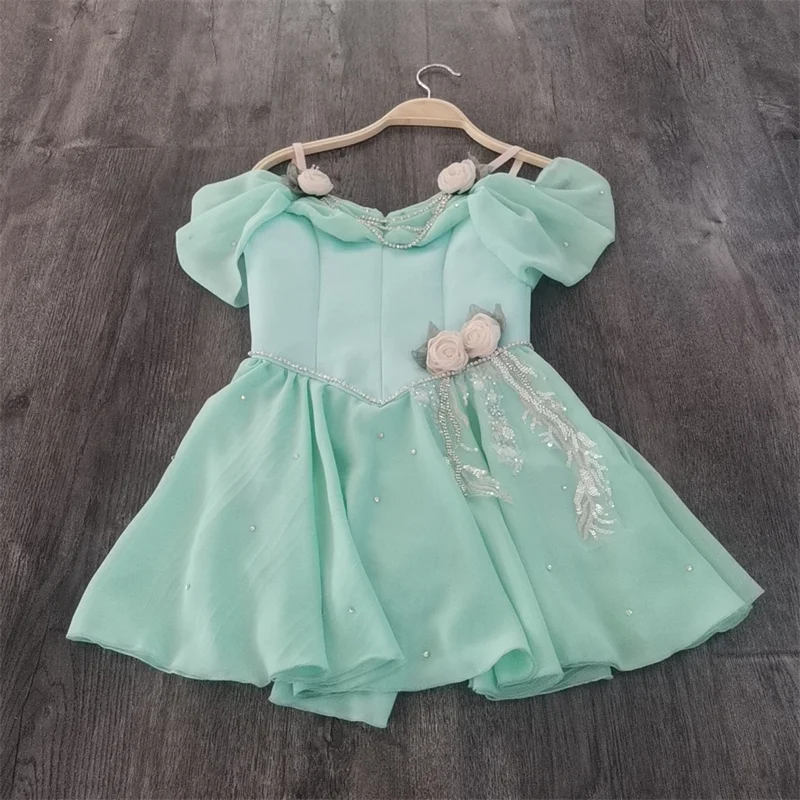 Lyrical танцевальное платье для девочки мятно-зелёное хлопок