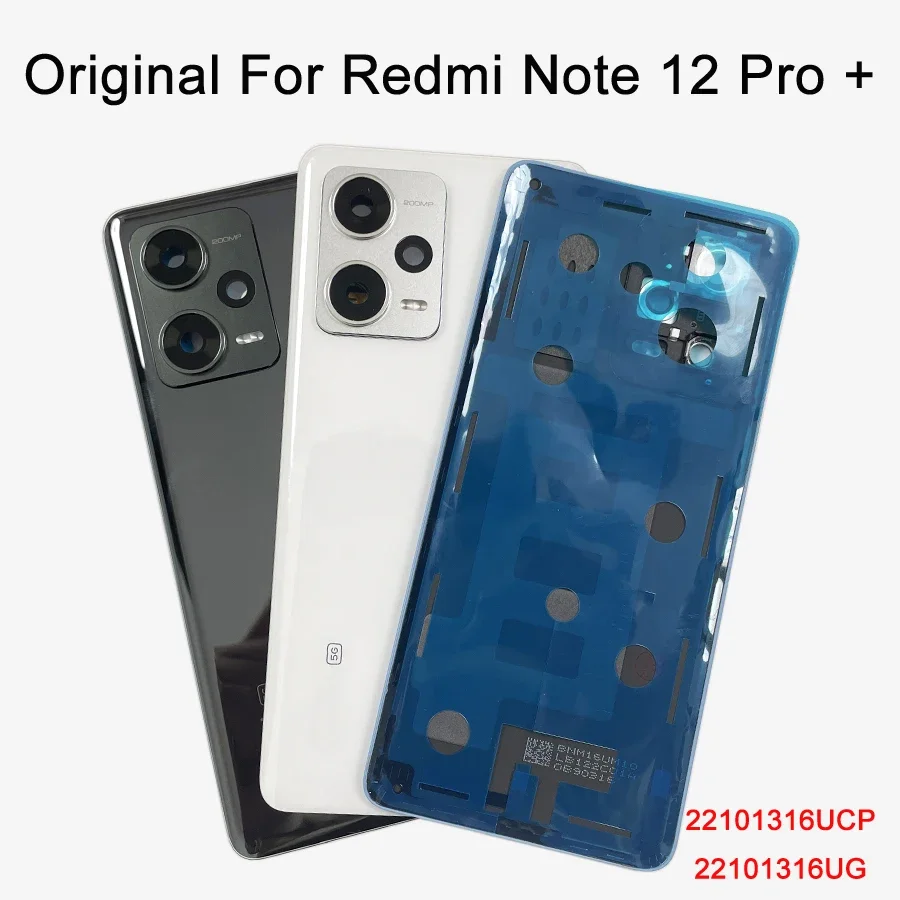 

100% оригинал для Xiaomi Redmi Note 12 Pro + Plus Крышка батарейного отсека задняя крышка корпус с рамкой для камеры Запчасти для ремонта объектива