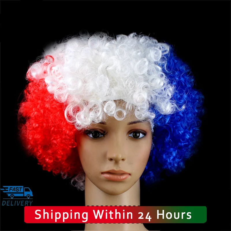 

2022 Qatar Reese Cup Color Wig Cup National team Flag Wig For Brazil France Genmany Cheerleading Flag Wig Football Carnival