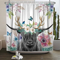 cow shower curtains flower farmhouse highland funny cattle bull donke floral country style waterproof curtain bathroom home deco