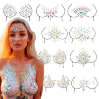 3d sexy chest jewelry temporary tattoo stickers bar music festival rhinestone tattoo stickers carnival party chest decoration