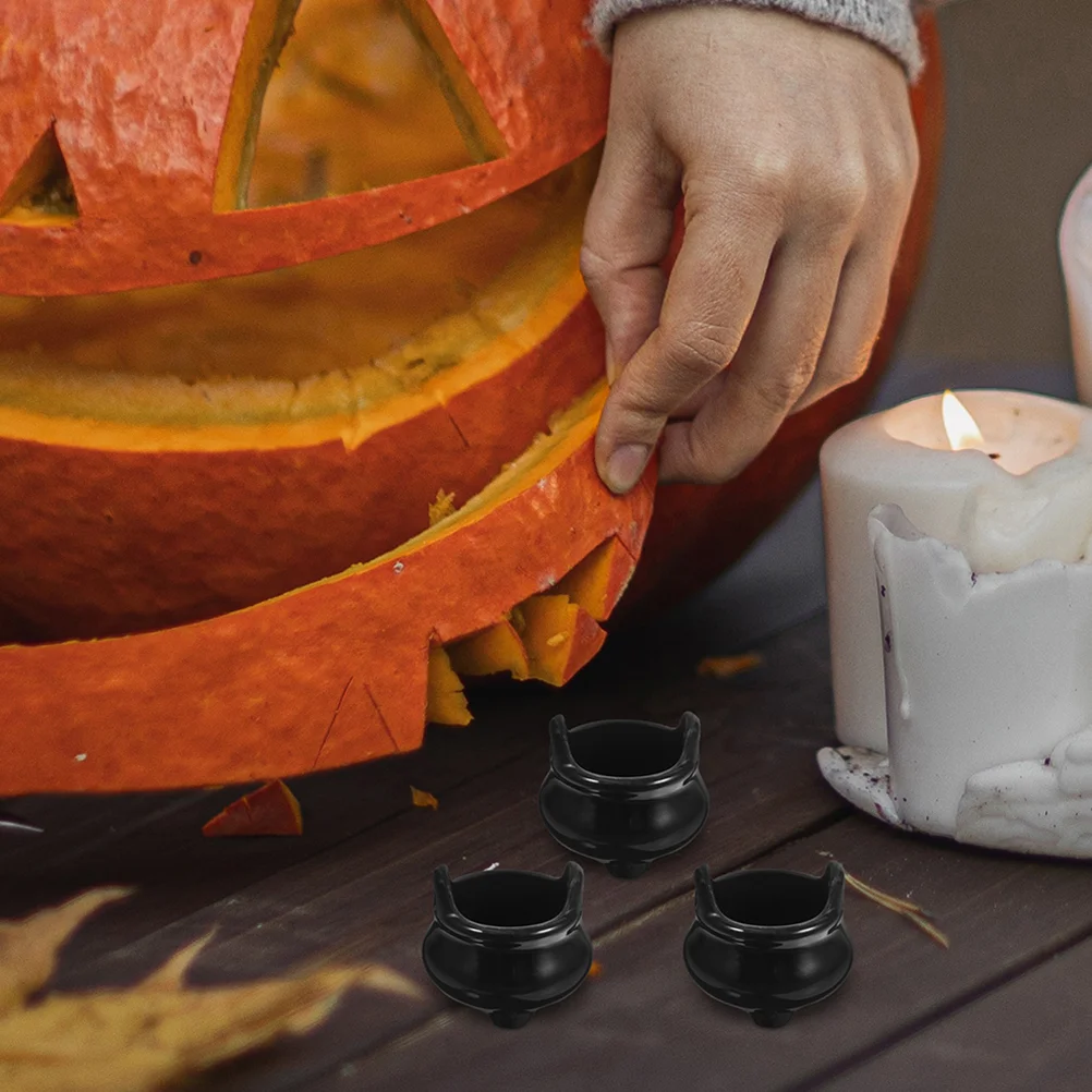 

10/24Pcs Miniature Witch Cauldron Mini Cauldron Model Halloween Mini Kettles Witch Boiler Can DIY Ghost Festival Little Toy