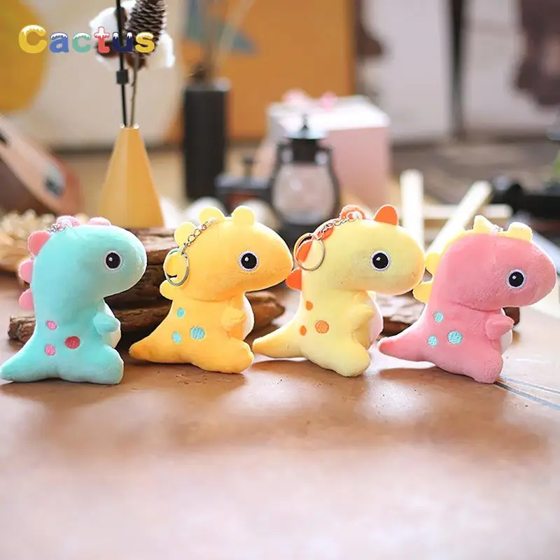

11CM Cute Cartoon Dinosaur Keychain Plush Dolls Toys Soft Stuffed Animal Doll Keyring Bag Pendant For Girl Gift