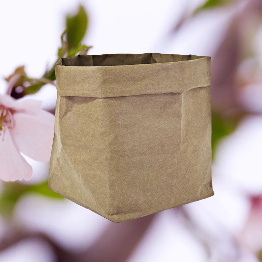 

Paper Kraft Washable Container Decorative Flowerpot Shopping Brown Handles Friendly Reusable Grocery Flowers Wrap Gift Trash