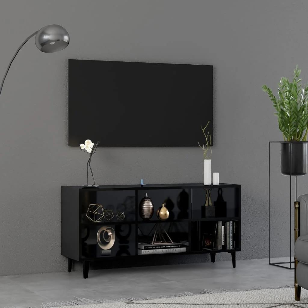 

TV cabinet with shiny black metal feet 103,5x30x50 cm