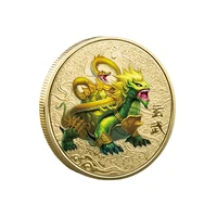 four gods basaltic commemorative chinese coinning metal plating color spray painting taoism tai chi style mascot qilin