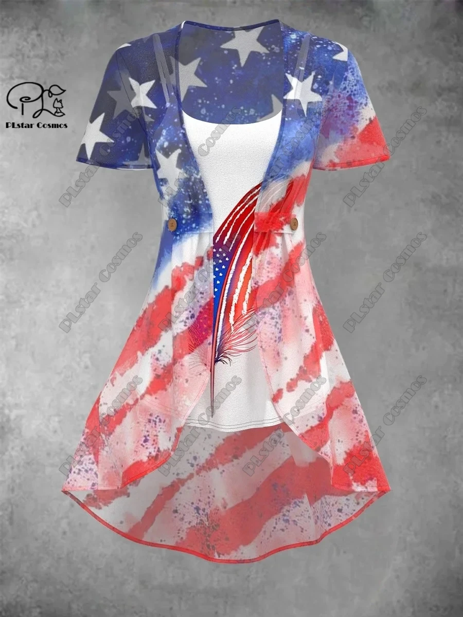 Женская Новинка патриотическая женская одежда PLstar Cosmos с 3D принтом прозрачный