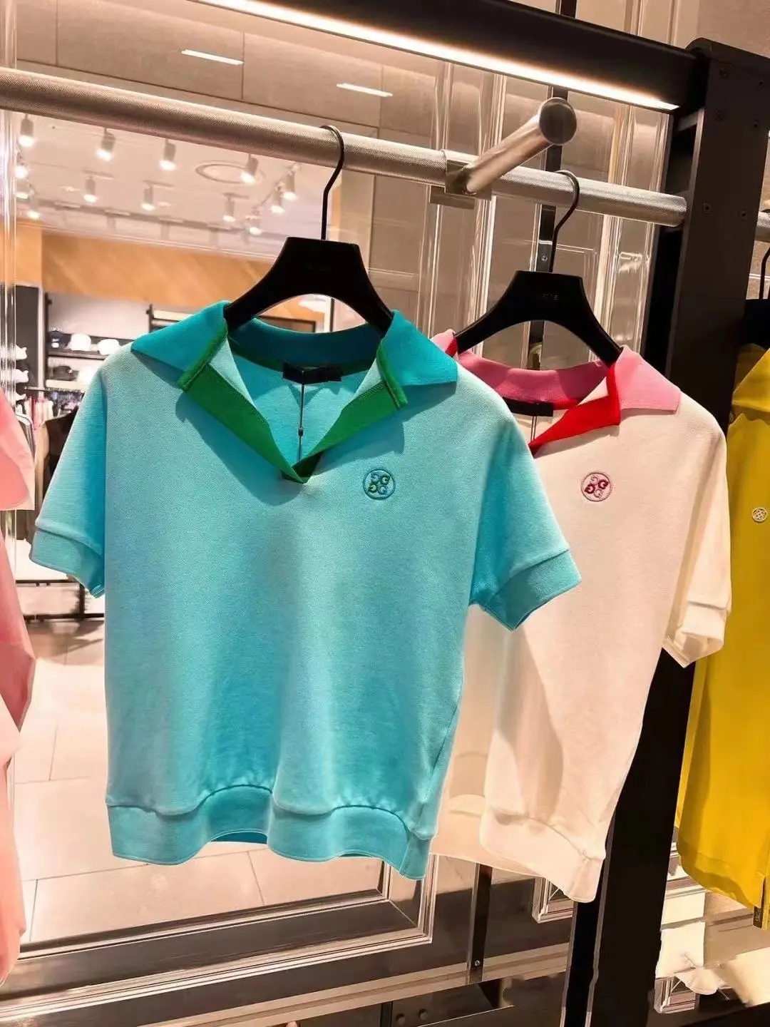 Age-reducing Short-sleeved POLO Shirt 2022 Summer Golf Women's Casual All-match Lapel T-shirt White Blue