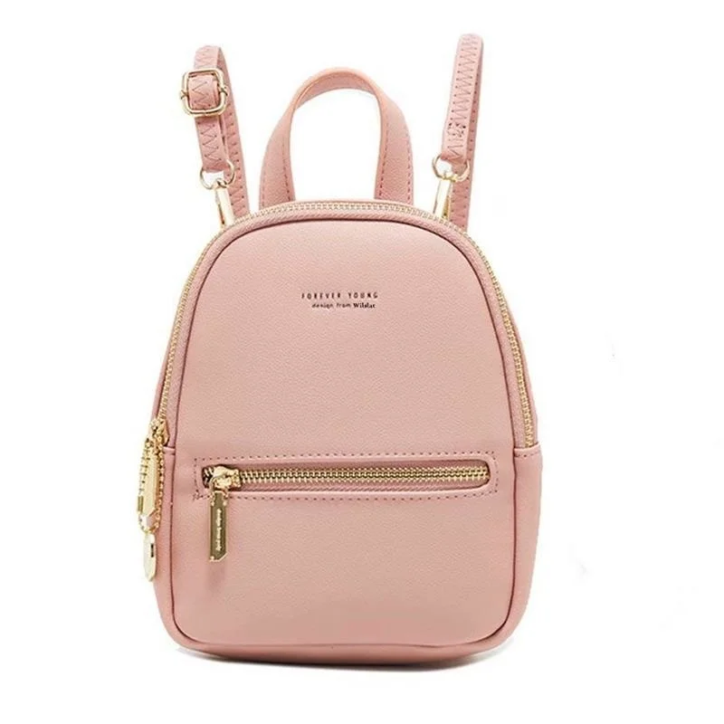 

Female Mini PU Leather Soft Touch Small Multi-Function Female Leisure Travel Backpack