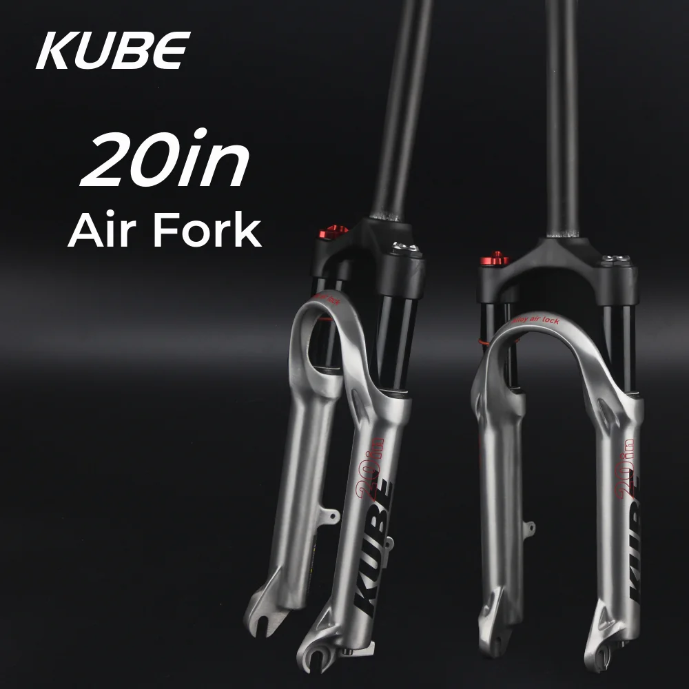 

KUBE Mountain Bike Shock Absorber Air Fork Hard and Soft Adjustable Lock 20inch Folding Bike BMX Small Wheel Diameter Disc Brake