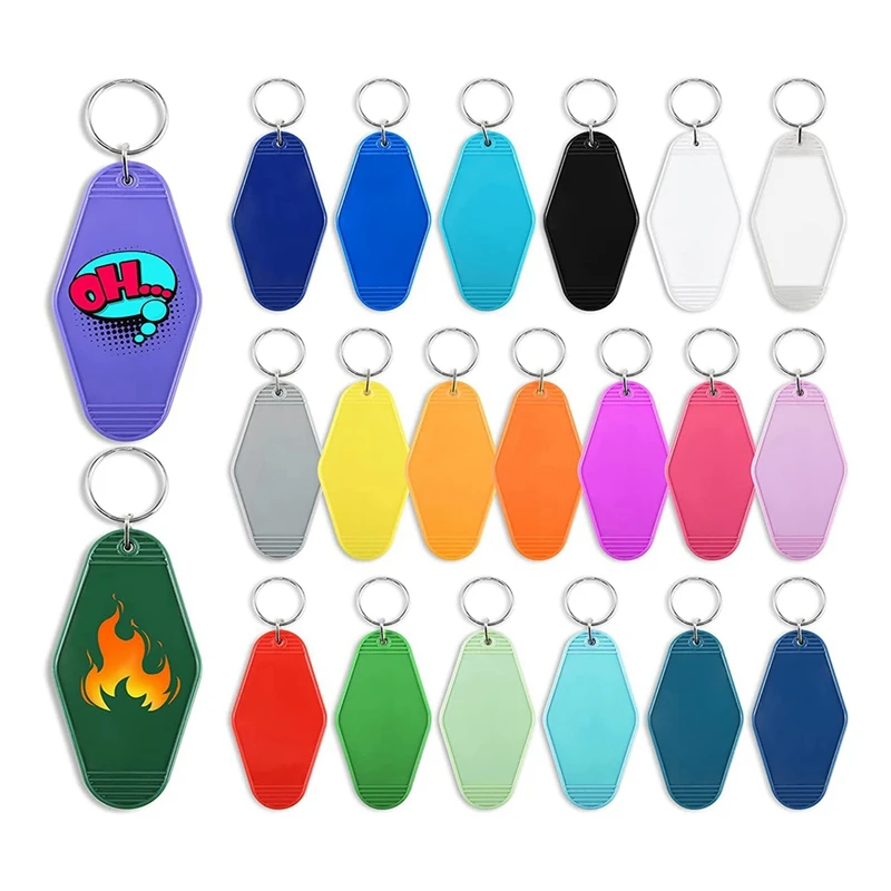

21 Colors Retro Blanks Heat Transfer Ornaments Acrylic Keychain Blanks For Sublimation Vinyl DIY Crafting Keychain