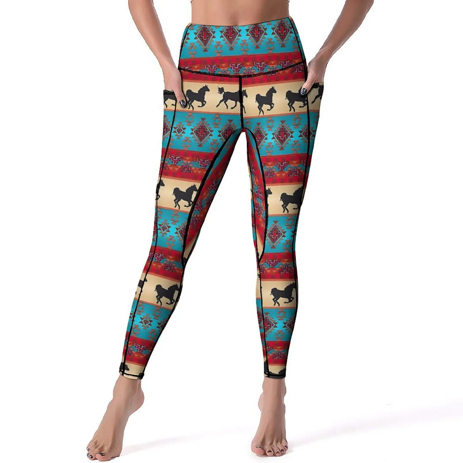 

Tribal Horse Leggings Sexy Vintage Print Push Up Yoga Pants Funny Stretch Leggins Women Graphic Workout Sports Tights