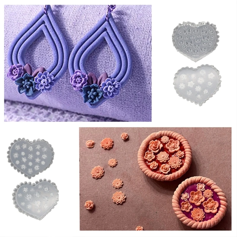 

4Pcs Nail Art Molds UV Epoxy Resin Silicone Mould Three-Dimensional Flower Decorative Diamonds Sticker Nail Jewelry X3UD