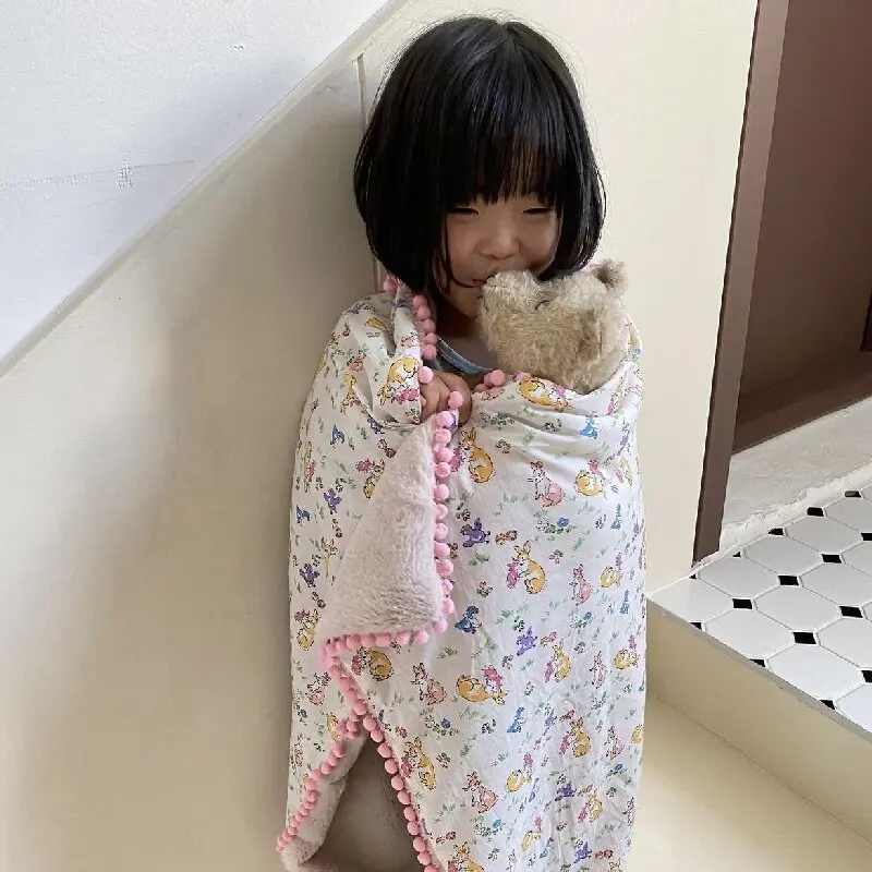 

MILANCEL New Autumn Baby Blanket Kids Bunny Floral Plush Blanket