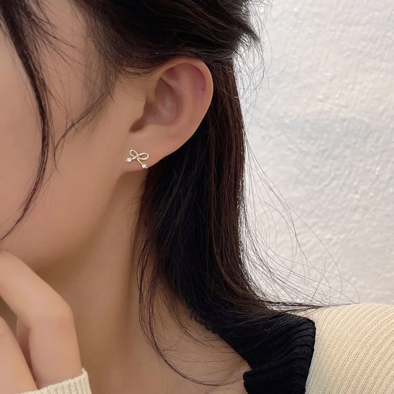 

Rhinestone Cute Mini Bowknot Earings Studs Brief Korean Fashion Earrings Wholesale