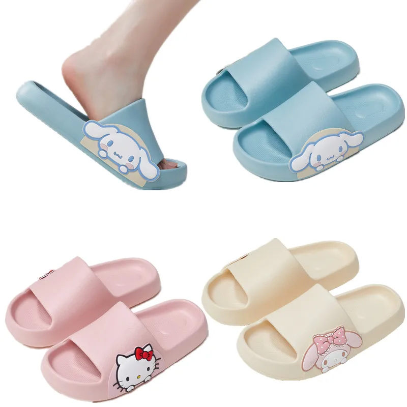 

Симпатичные летние тапочки Melody Hellokitty Cinnamoroll, аниме мультфильм, крутая домашняя Нескользящая удобная обувь для детей и взрослых