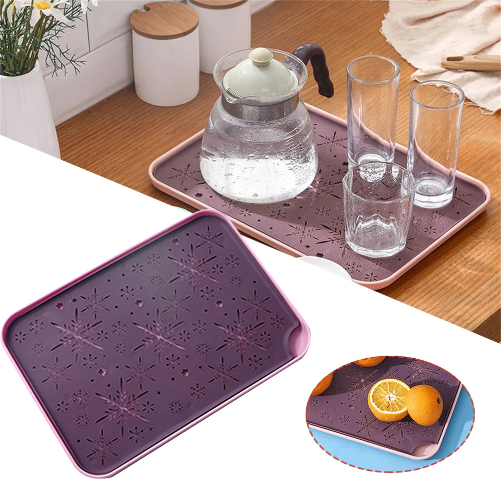 

Kitchen Storage Drain Tray Double-layer Tea Tray Rectangular Fruit Tray Shelf Storage Drain Pan Cup Bowl Dish Drying Rack RE