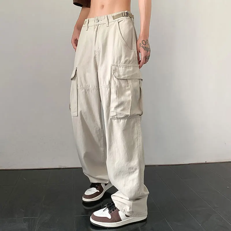 

XUAN Phd Vintage Baggy Cargo Pants Women Japan Style Harajuku Hippie Streetwear Black Trousers Female Solid Hip-hop Overalls