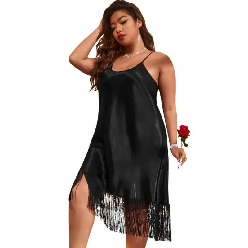 Sexy XL-5XL Oversize Strap Women Sleepwear Nighty Gown Nightgown Satin Nightdress Loungewear Summer Home Clothes