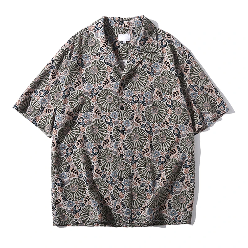 

Рубашка Мужская/женская с принтом, винтажная мешковатая блузка с коротким рукавом, на пуговицах, модная уличная одежда в Корейском стиле, лето