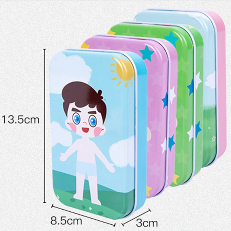 Magnetic 3D Puzzle Baby Toys Dress Up Expression Travel Toys Tin Box Jigsaw Game Early Education Imagination Toy Gifts For Girls images - 6