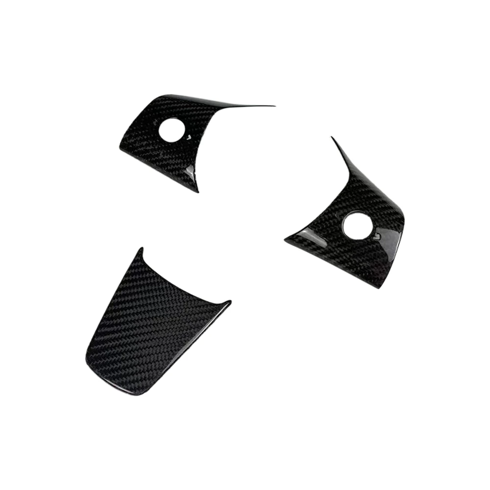 

3Pcs Car Steering Wheel Carbon Fiber Steering Wheel Decor Cover Stickers Interior for Model 3 Model