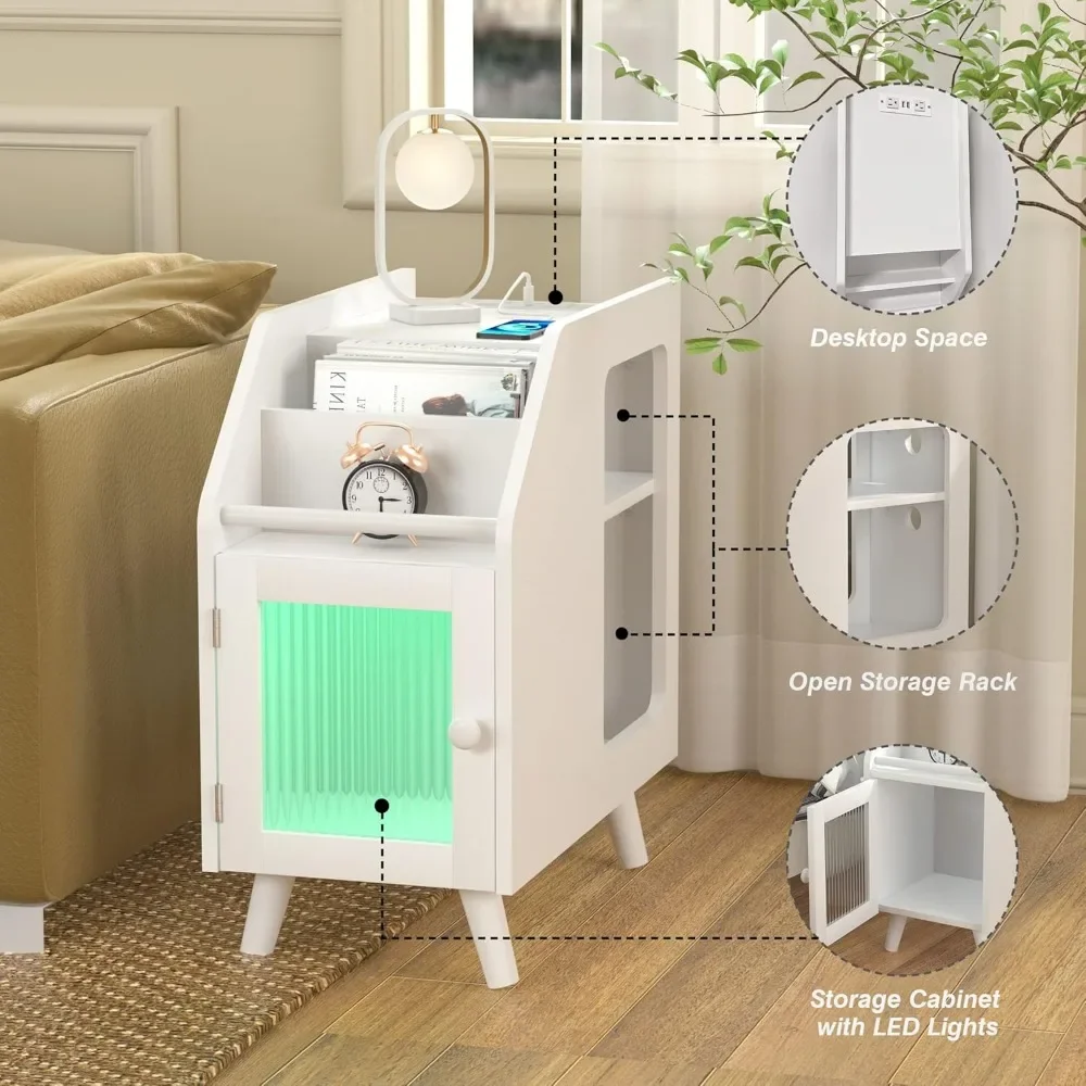 Ночная подставка с зарядной станцией и фонариками узкие тумбочки USB-портами