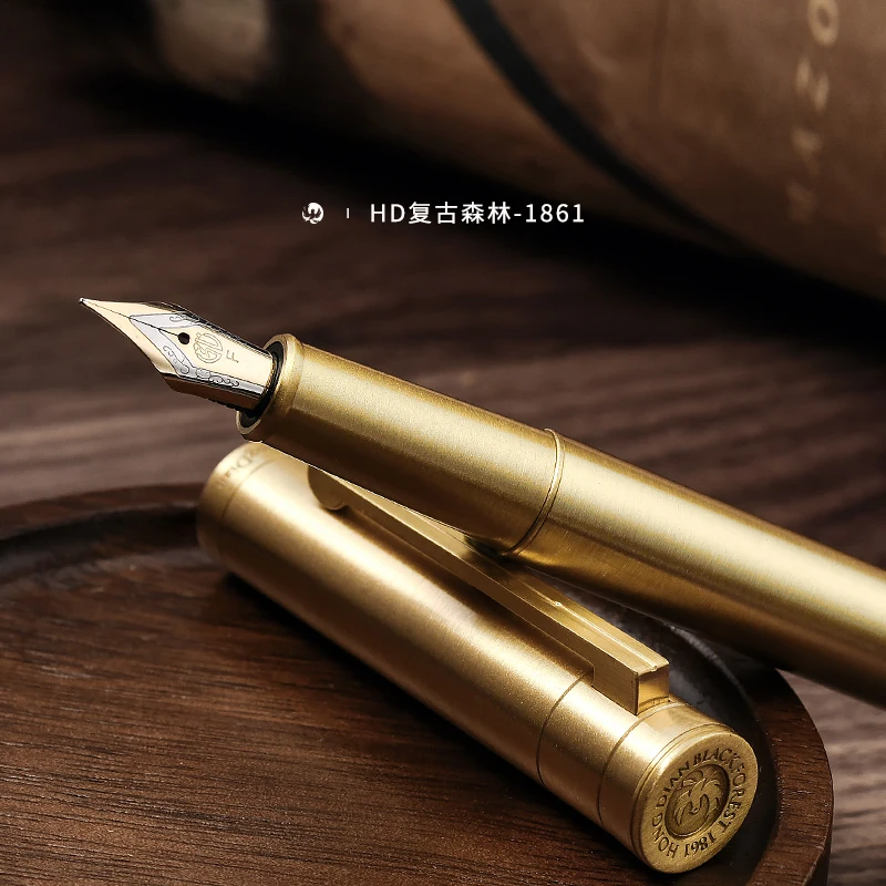 

LT Hongdian Vintage 1831, латунная перьевая ручка с изогнутым наконечником, каллиграфия, офисная практика для студентов, письмо