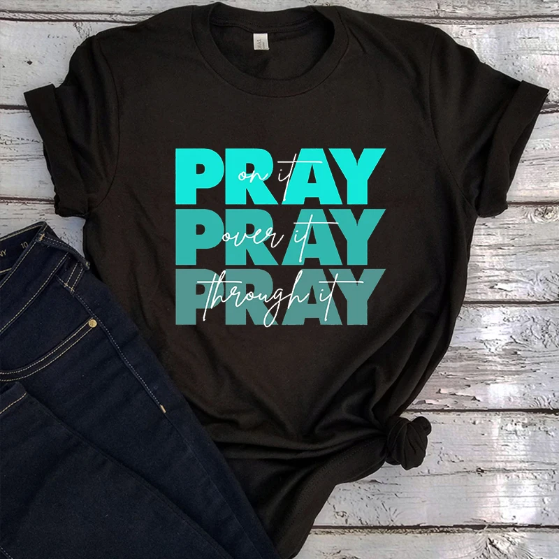 

Christian Faith T-Shirt Pray on Vintage Clothes Religious Shirt Christian Shirt Faith Shirt Bible Verse Shirt Women Clothes m