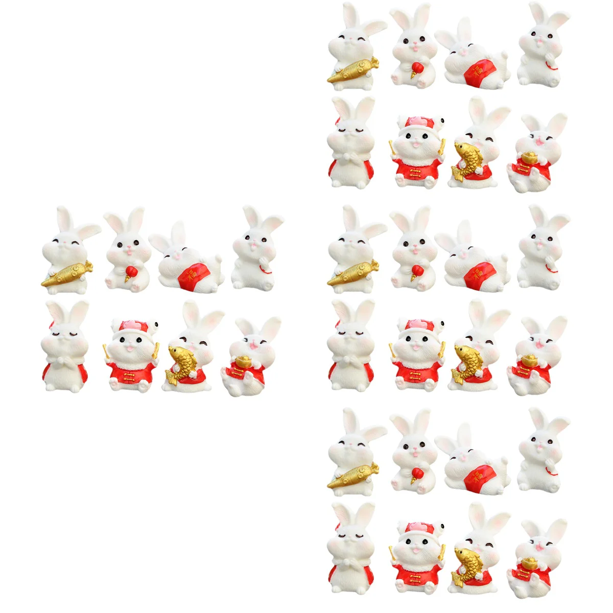 

32 Pcs Rabbit Crafts Resin Rabbit Figurines Bunny Figurines New Year Bunny Models