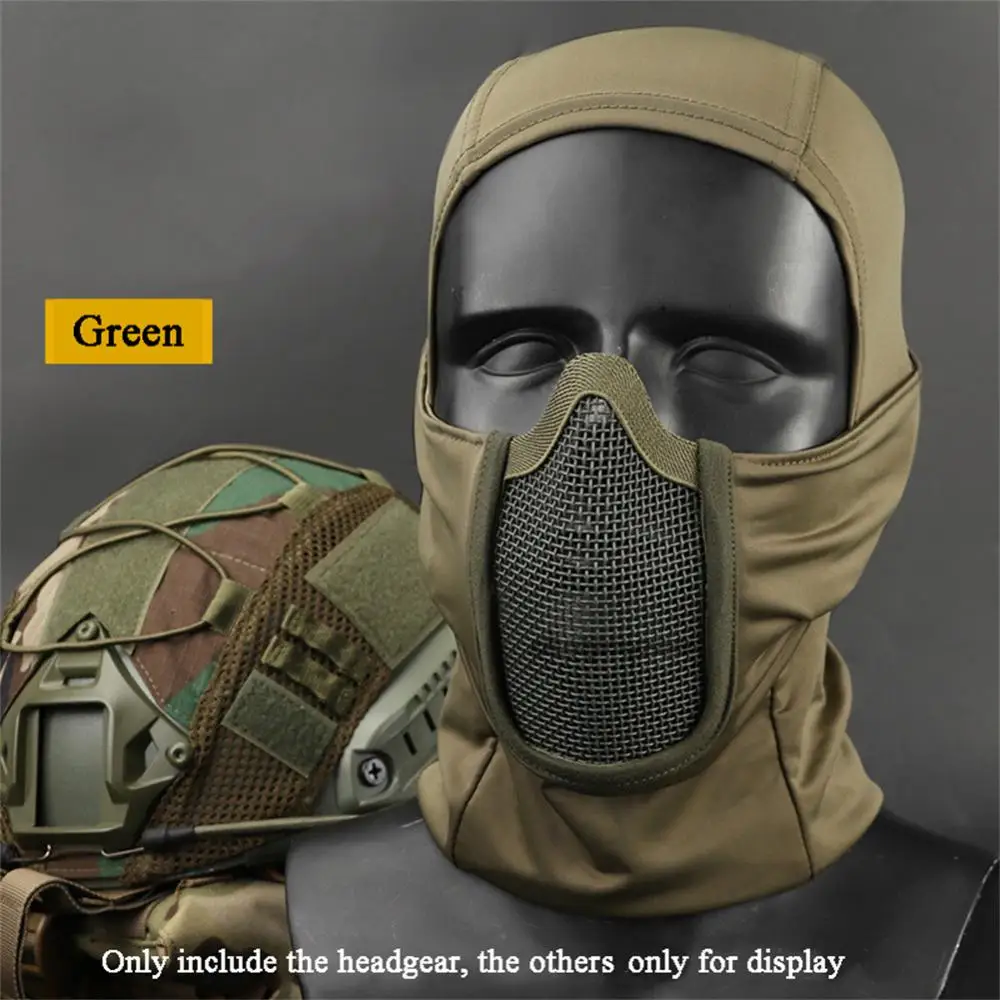 

Тактический головной убор маска Airsoft сетка на пол-лица маска Велоспорт Охота Пейнтбол Защитная маска тень боец головной убор