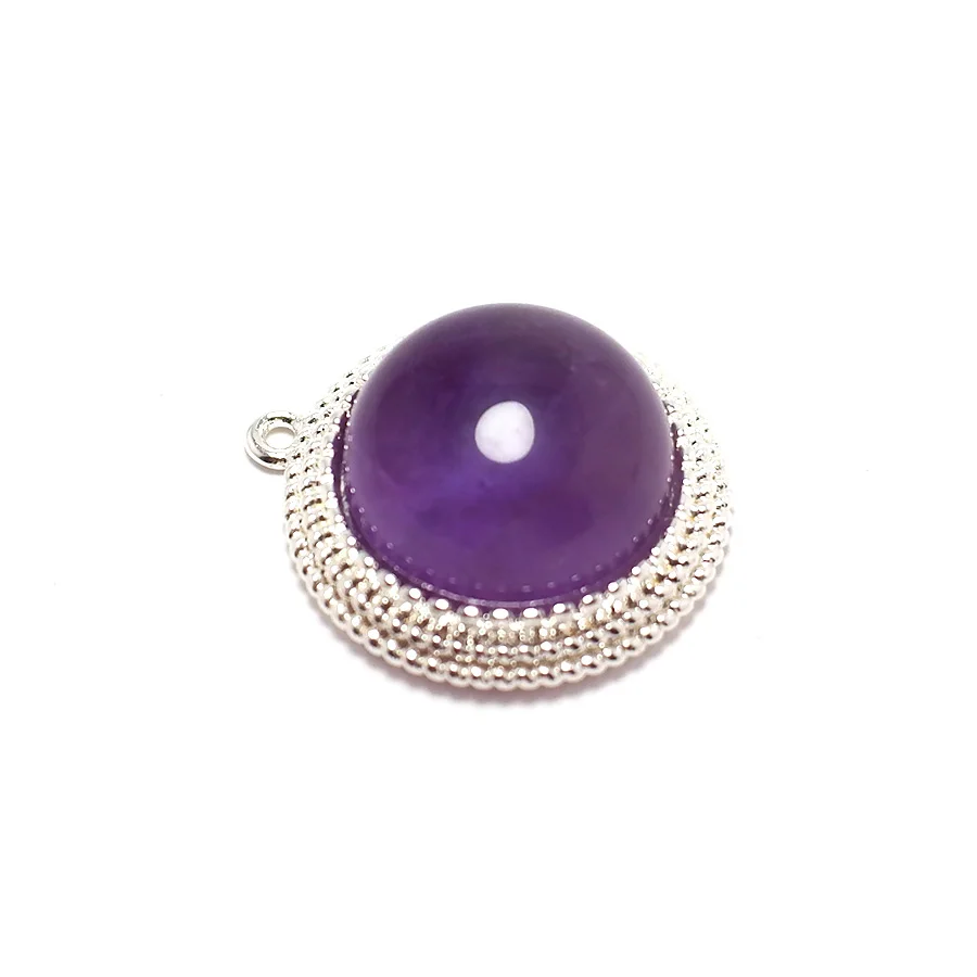 

2pcs Purple Stone Faceted Charms,Silver Plated Brass Clock Cabochon Pendant,Earring Jewelry Necklace Making 18x16mm