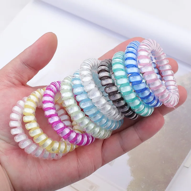 

1 Pc Color Luminous Telephone Line Hair Ring Rubber Band Soft For Women Ponytail Hair Accessories Headwear Scrunchies