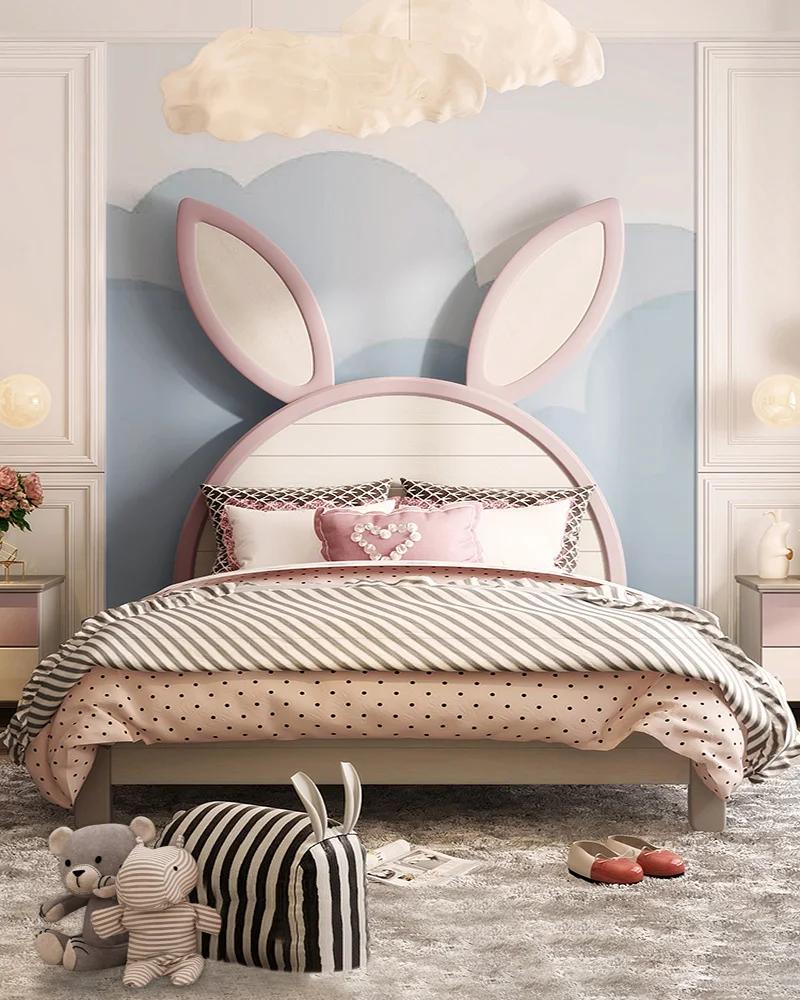 

Princess bed big rabbit bed children's bed girls Nordic girls single bed girls children's room set combination