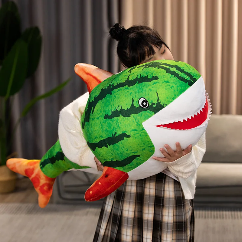 

Kawaii забавные плюшевые игрушки в виде акулы и арбуза мягкие реалистичные фрукты кукла подушка в виде животного мягкая мультяшная подушка для детей Рождественский подарок
