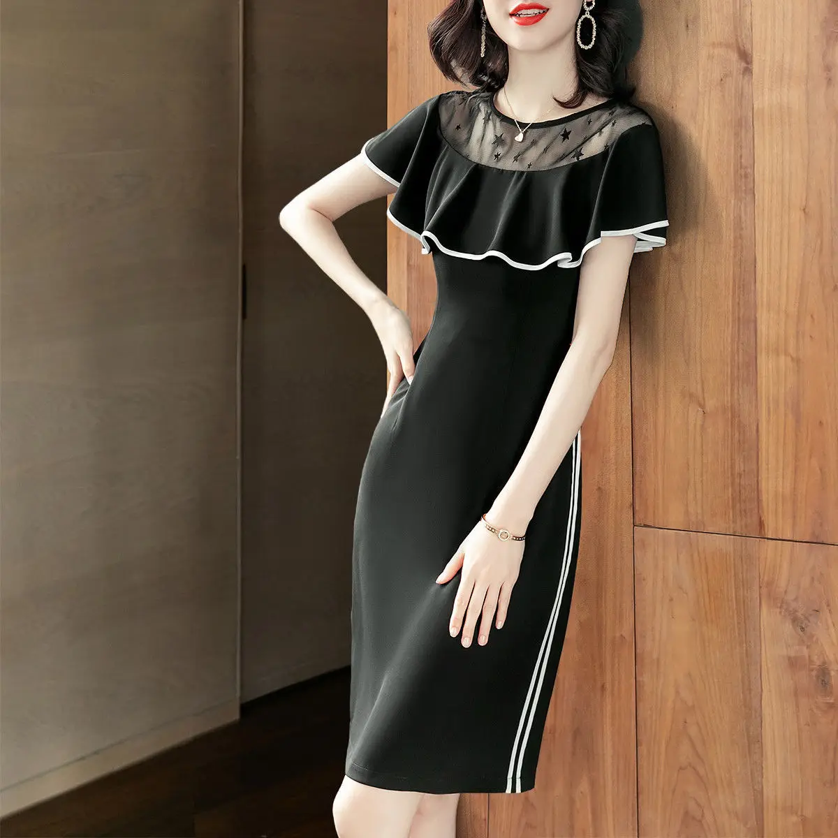 

women 2022 bandage dress vintage O-Neck Summer Straight plus size clothing for women party dress sexy dress