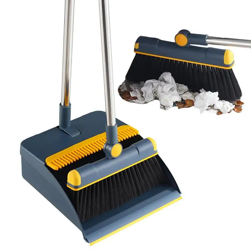 

Teeth Broom Home And Dustpan Up Broom Scraping With Cleaning Set Tools Dustpan Household Rotatable Stand 180 For Office
